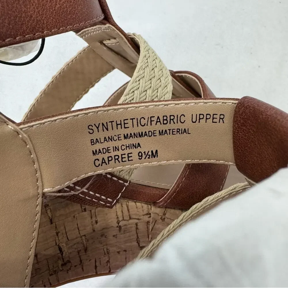 NWT Violet & Red Capree Woven Braid Wedge sz 9.5 Cognac Brown Sandals Stitch Fix